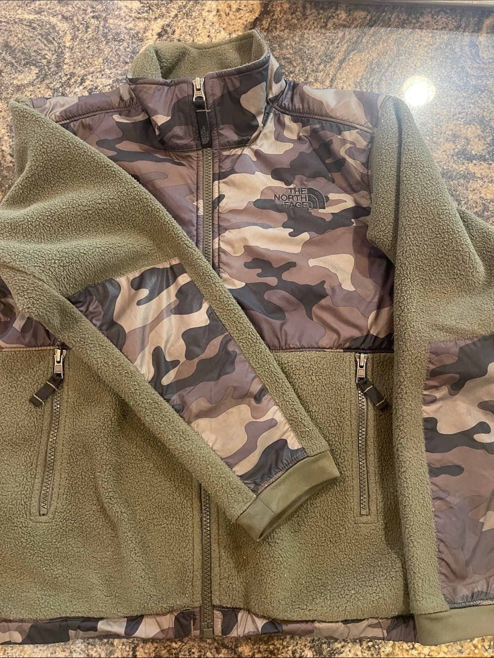 The North Face Olive & Camo Sherpa Fleece Jacket